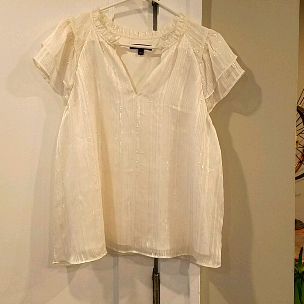 White and silver banana republic top